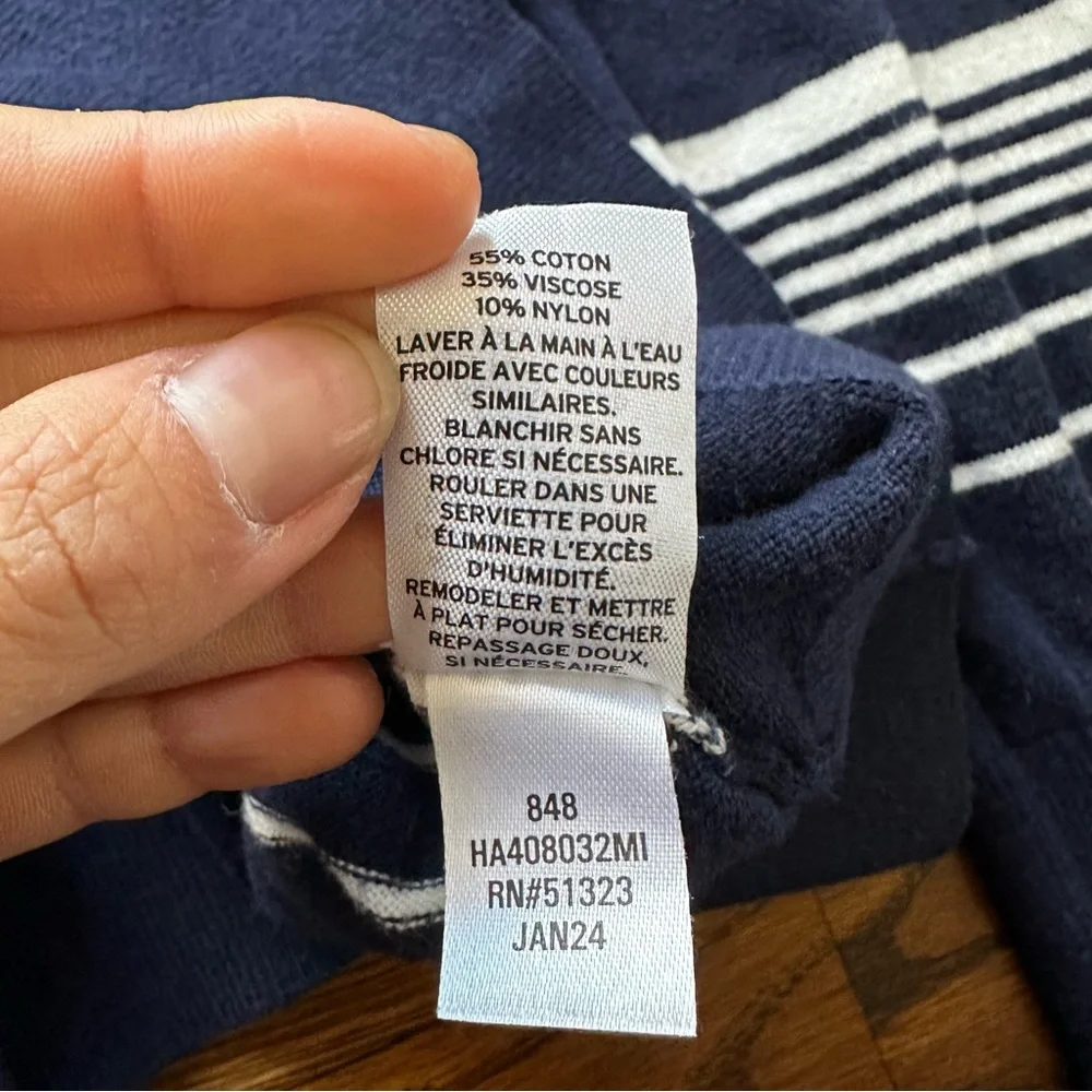 Halogen Navy White Striped Crewneck Sweater Women’s S